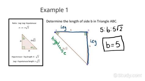 Finding Missing Side Lengths in a 45-45-90 Triangle | Geometry | Study.com