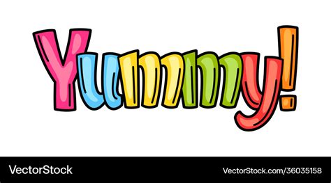 Yummy cartoon phrase Royalty Free Vector Image