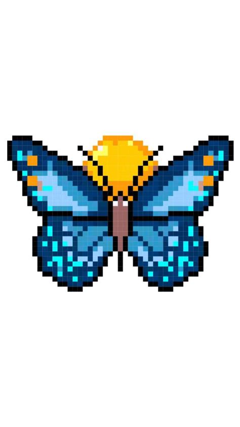 Pixel Blue Butterfly | Pixel Art Template Cross-Stitch Bead Pony Bead ...