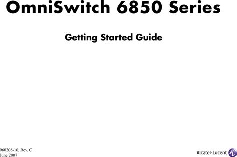 Alcatel Lucent Switch 6850 24 Users Manual OmniSwitch Series Getting ...