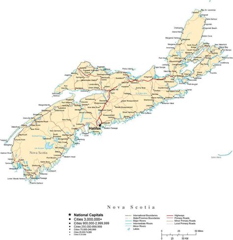 Nova Scotia map in Adobe Illustrator vector format