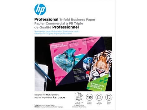 HP Professional Tri-Fold Business Paper, Glossy, 48 lb, 8.5 x 11 in. (216 x 279 mm), 150 sheets ...