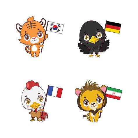 Cute national animals with their country flags 1430480 Vector Art at ...