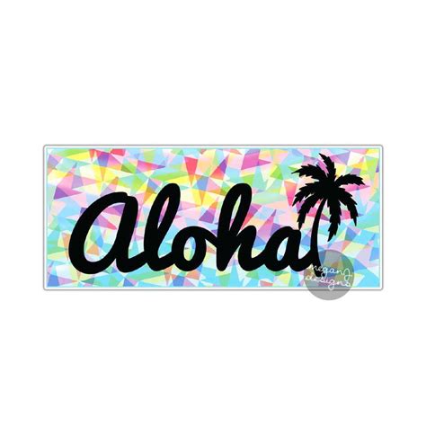 Aloha Sticker Colorful Geometric Hawaiian Aloha Car Decal Laptop Decal Bumper Sticker Palm Tree ...