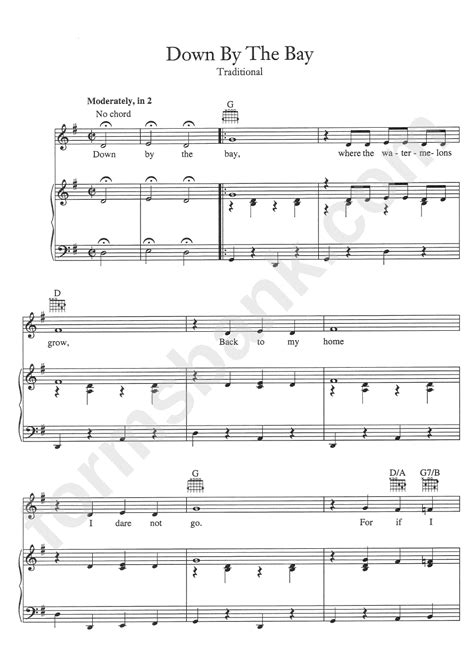 Down By The Bay Traditional Sheet Music printable pdf download