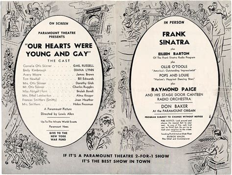 Lot Detail - Frank Sinatra Paramount Theatre 2-For-1 Show Program