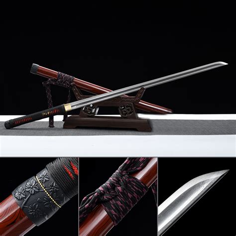 Handmade High Performance Folded Steel Full Tang Real Ninjato Ninja No Guard Sword With Metal ...