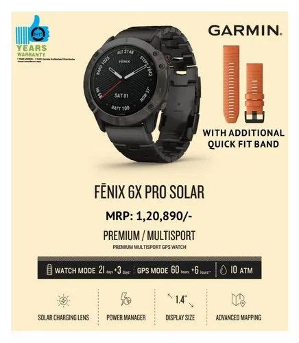 Gps Watch Black GARMIN Fenix 6X Pro Solar at Rs 102449 in Ghaziabad ...