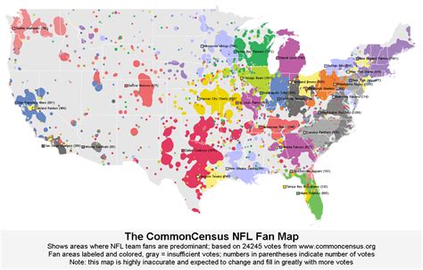 NFL Fan Bases Map - United States • mappery