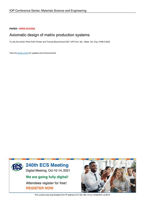 (PDF) Axiomatic design of matrix production systems