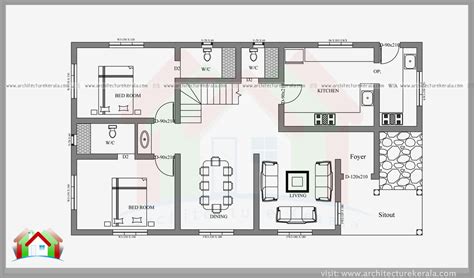 Stylish 4 Bedroom Small Plot Home Design with Free Plan - Free Kerala Home Plans