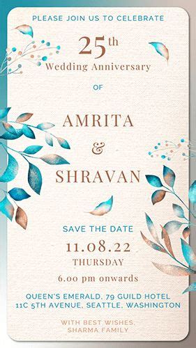 Silver Jubilee 25th Wedding Anniversary Invitation Card - Happy Invites | 25th wedding ...