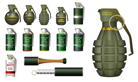 Premium Vector | Realistic hand grenade or hand smoke grenade or hand ...