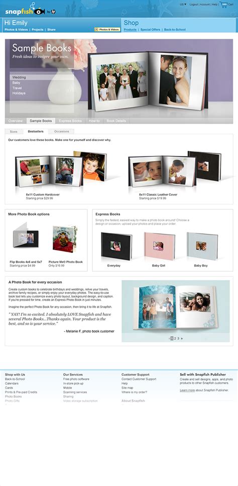 Snapfish Books Category Page on Behance