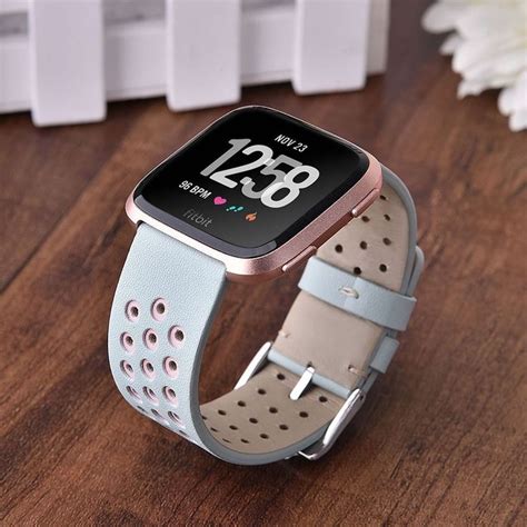 Perforated Band Replacement For Fitbit Versa Strap Genuine Leather Soft Breath | eBay | Fitbit ...