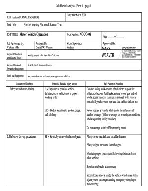 Job Hazard Analysis Form 1 Page 1 Date: October 9, 2008 JOB HAZARD ...