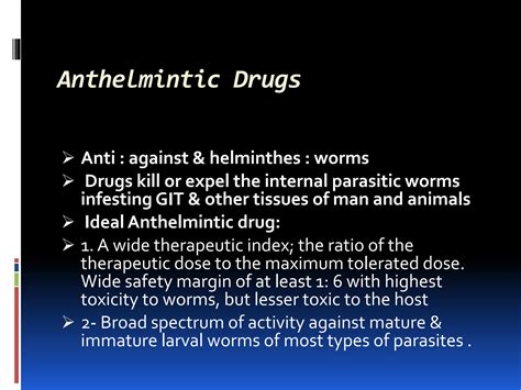 SOLUTION: Mechanism of action and resistance of anthelmintic drugs - Studypool