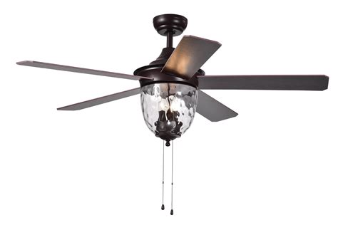 Josalie 3-light Clear Glass 5-blade Brown Finish 52-inch Ceiling Fan - Walmart.com - Walmart.com