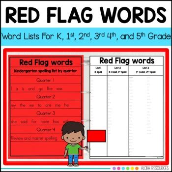 Red Flag Word Lists Orton Gillingham Aligned K 1st 2nd 3rd 4th 5th Heart Words