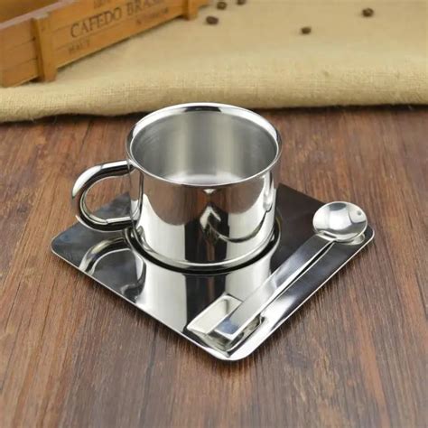 Aliexpress.com : Buy Creative Coffee Cup Saucer Set Food Grade 304 Stainless Steel Cups Espresso ...