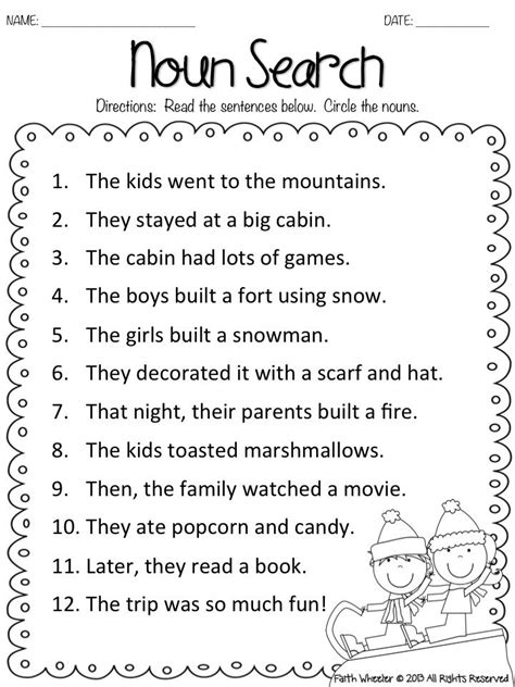 1st Grade Fantabulous: Fake Snow and Freebies | Nouns and verbs worksheets, 1st grade worksheets ...