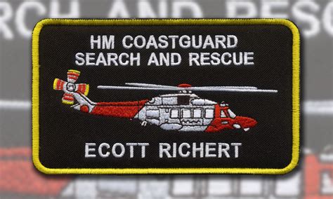 HM Coastguard - Search and Rescue - Custom Embroidered Patches | Best Quality | Merrow Border