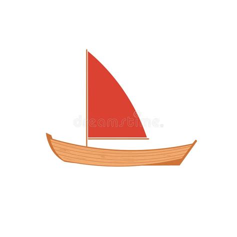 Wooden Sailboat On White Background. Stock Illustration - Illustration ...