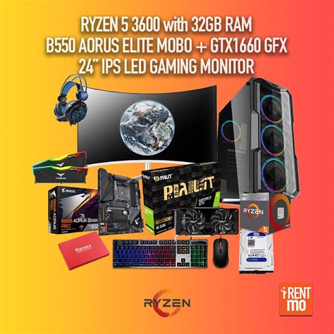 Ryzen 5 3600 32GB RAM 24" IPS LED Monitor - iRentMo