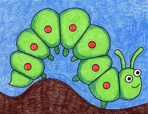 Easy How to Draw a Caterpillar Tutorial & Caterpillar Coloring Page