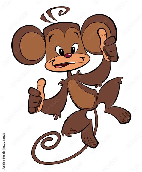 Cartoon happy monkey Stock Illustration | Adobe Stock