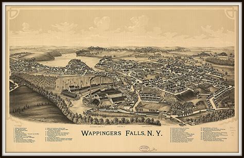 Wappingers Falls NY, Panoramic map, vintage map, vintage map art ...