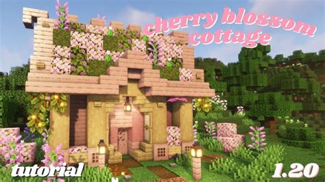 Easy Cute 1.20 Minecraft Cherry Blossom House | Chalet minecraft, Maisons minecraft faciles ...