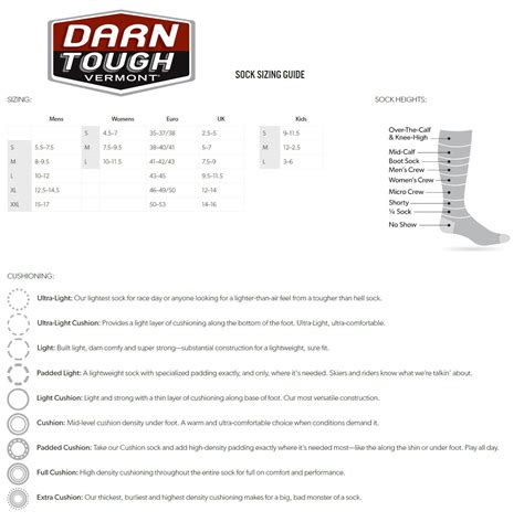 Darn Tough Mens Socks Size Chart - Chart Walls