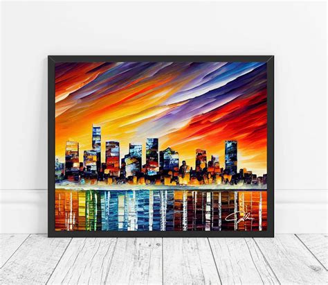 Portland Oregon Skyline Art Print Portland Painting Wall Art, Original ...