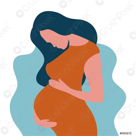 Pregnant woman concept in cute cartoon style - stock vector 2523212 | Crushpixel