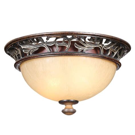 Hampton Bay 2-Light Caffe Patina Flush-Mount Ceiling Fixture-18008 - The Home Depot