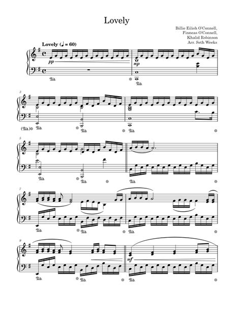 Lovely - Billie Eilish - Piano Solo Sheet music for Piano | Download free in PDF or MIDI ...