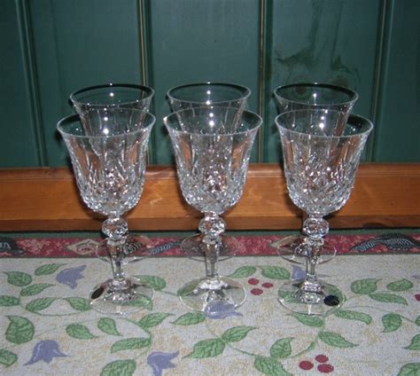 6 Vintage Bohemia Crystal Wine Glasses Marquis Pattern Circa