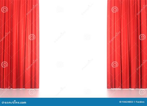 Open red stage curtains stock image. Image of cloth, entrance - 93624803