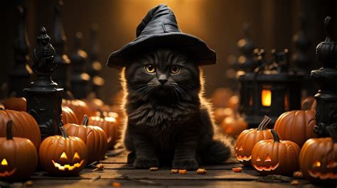 Premium AI Image | Spooky Black Cat Halloween Image AI Generated