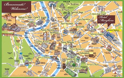 Map Of Rome With Attractions Free Printable