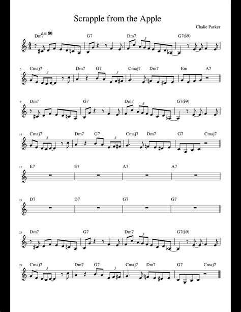 Scrapple from the Apple in Cmajor sheet music for Piano download free in PDF or MIDI