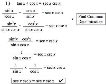 Medium - Verifying Trig Identities