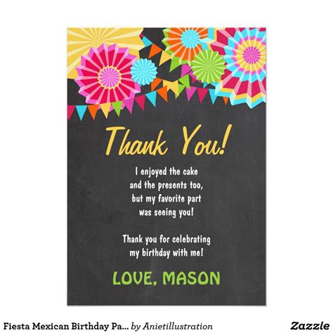 Fiesta Mexican Birthday Party Thank You Card | Zazzle | Mexican birthday parties, Mexican ...