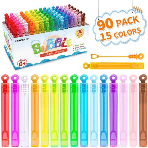 Bubble Wand, 90 Pack Mini Bubble Wands Bulk 15 Colors for Summer Toys ...