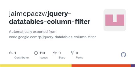 GitHub - jaimepaezv/jquery-datatables-column-filter: Automatically exported from code.google.com ...