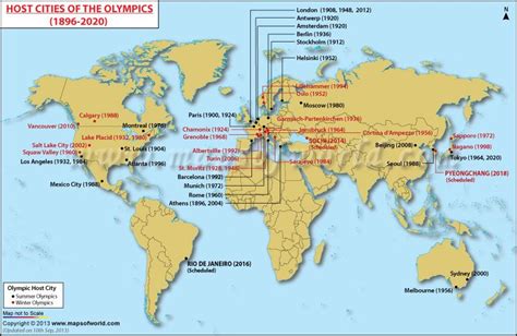 World Map of Summer and Winter Olympic Host Cities | Map, World geography map, Winter olympics