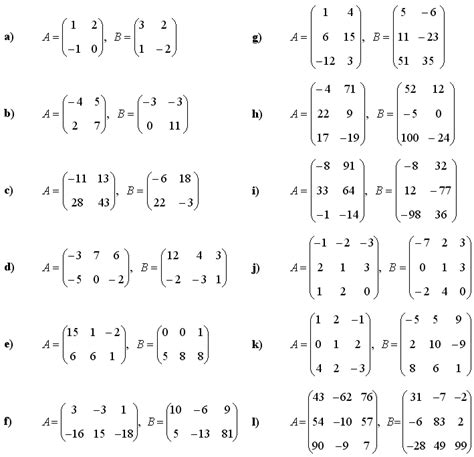 Math Exercises & Math Problems: Matrices