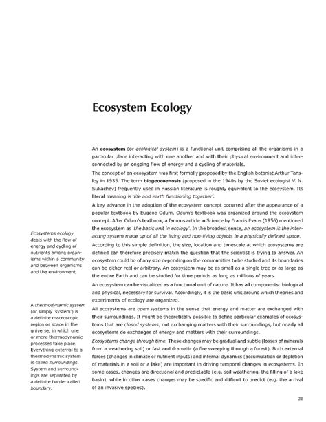 Ecosystem Ecology - Environmental studies - Studocu