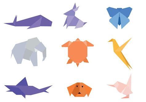 Set Paper animals.Origami animals made of paper in origami technique ...